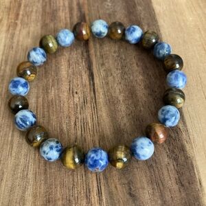 Handmade Beaded Bracelet w/ Tigers Eye and Blue Sodalite